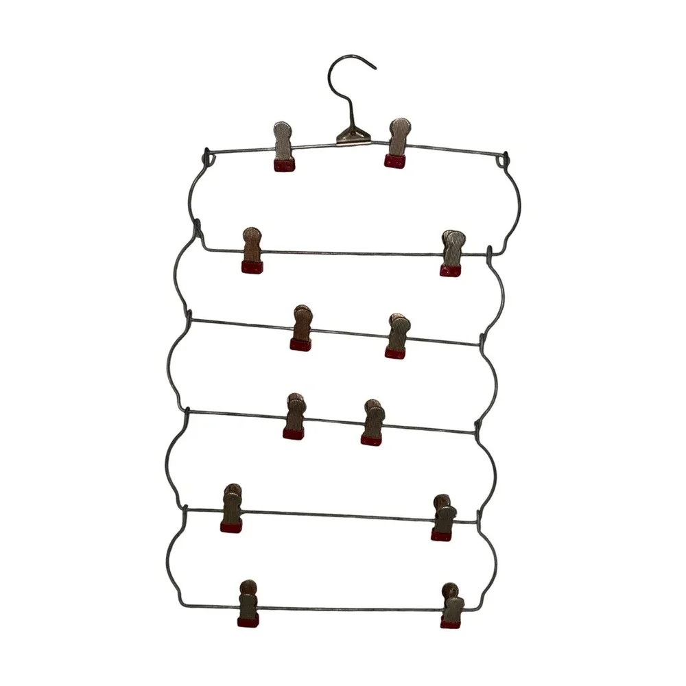 Vintage Metal Multi Clip Skirt Hanger 10 Clips Space Saving Closet Organizer